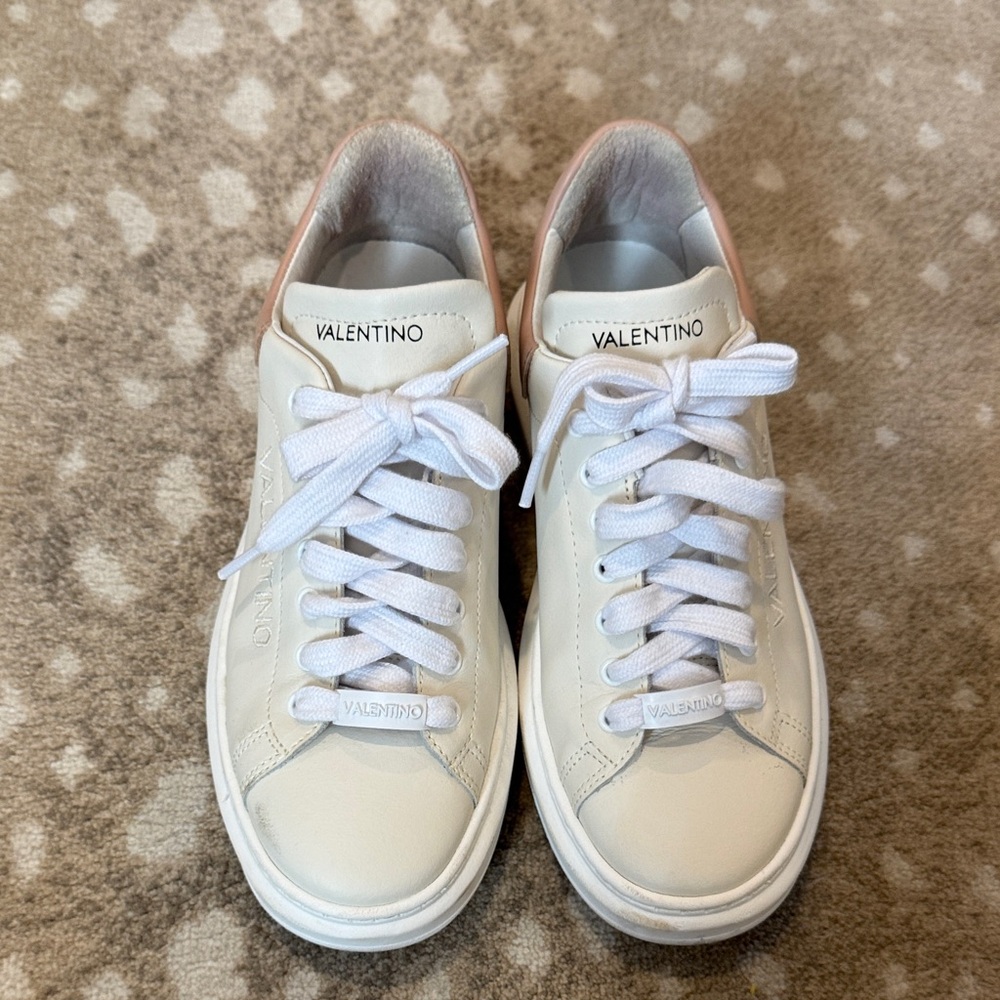 Valentino Cream Lace-Up Sneakers